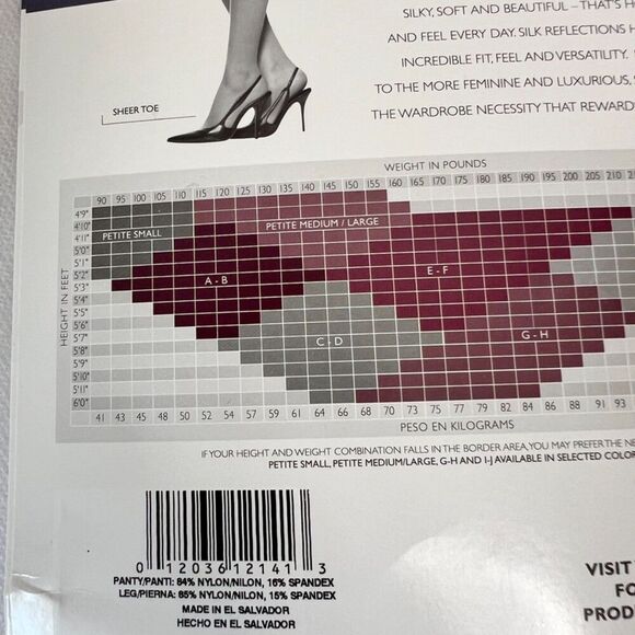 Silk Reflections NWT‎ Silky Sheer Control Top Sheer Toe PEARL Style 717 Sz AB/SM - Picture 3 of 7